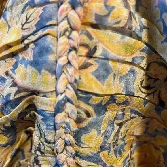 New VERONICA BEARD Arienne Paisley Silk Halter Top Yellow Size 16 - Picture 9 of 13